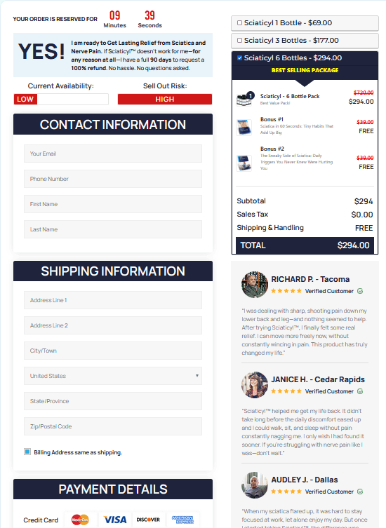 Sciaticyl   order page